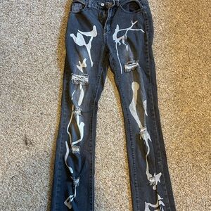 SHEIN Black Skinny Jeans with Distressed Details